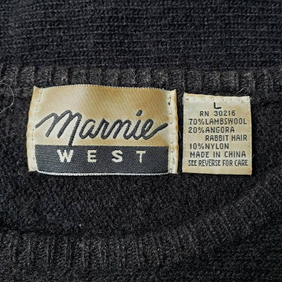 Marnie West Womens Pullover Sweater Black Floral Lambswool Blend Embellished L - Picture 8 of 9